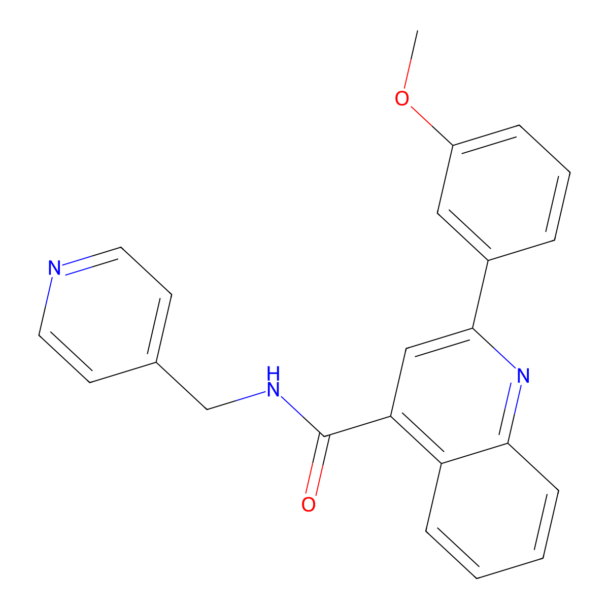 2-(3-methoxyphenyl)-N-(pyridin-4-ylmethyl)quinoline-4-carboxamide molecular structure, CAS 574723-92-5