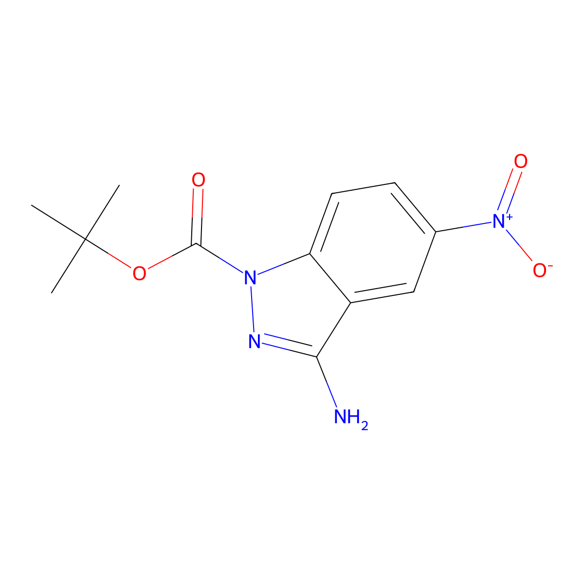tert-Butyl 3-amino-5-nitro-1H-indazole-1-carboxylate molecular structure, CAS 574729-25-2
