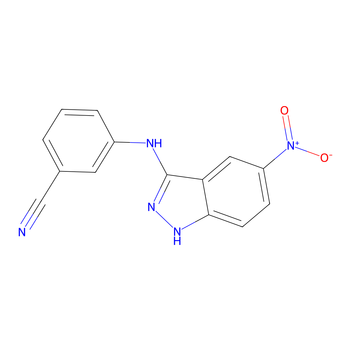 3-((5-Nitro-1H-indazol-3-yl)amino)benzonitrile molecular structure, CAS 574729-31-0