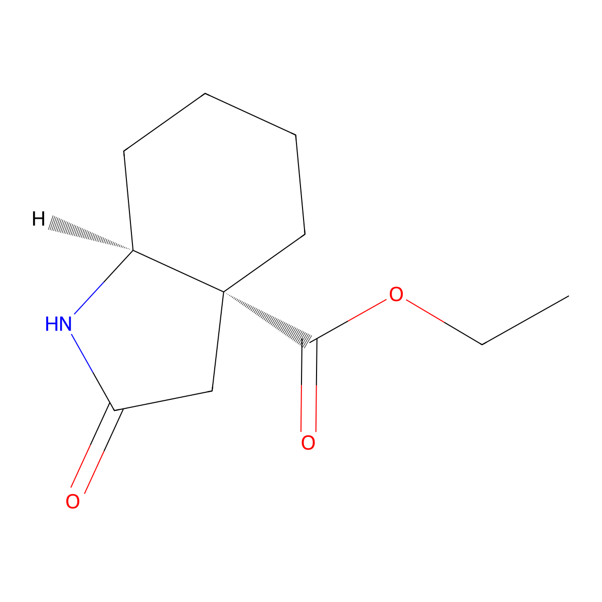 rac-ethyl (3aR,7aS)-2-oxo-octahydro-1H-indole-3a-carboxylate molecular structure, CAS 57475-26-0