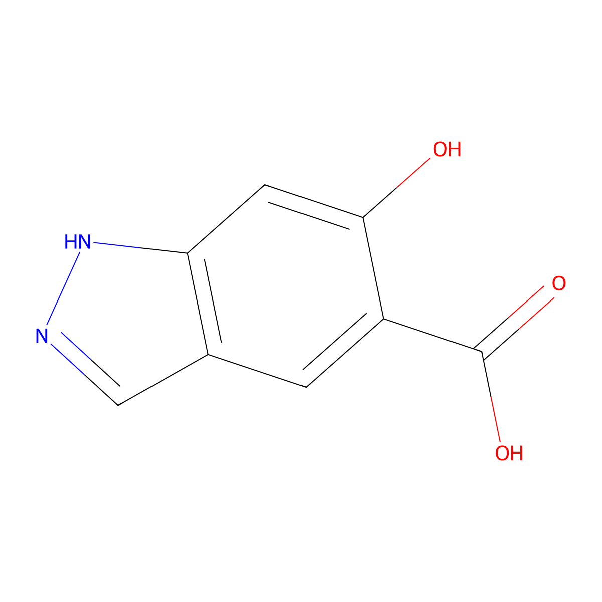 6-Hydroxy-1H-indazole-5-carboxylic acid molecular structure, CAS 574758-53-5