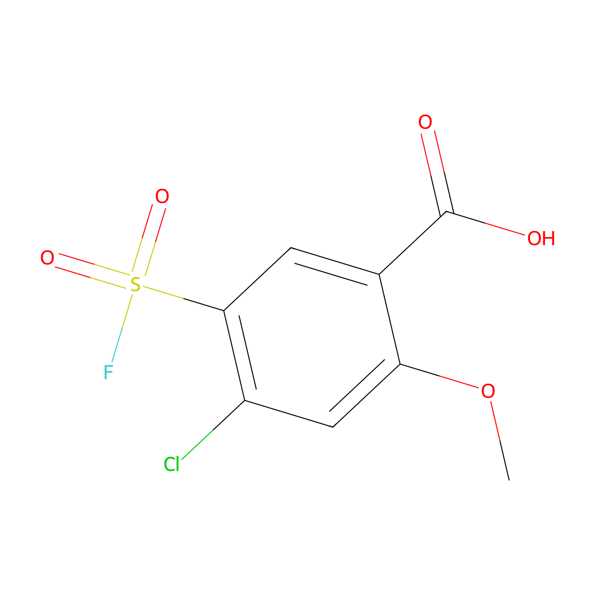 4-Chloro-5-(fluorosulfonyl)-2-methoxybenzoic acid molecular structure, CAS 57479-74-0