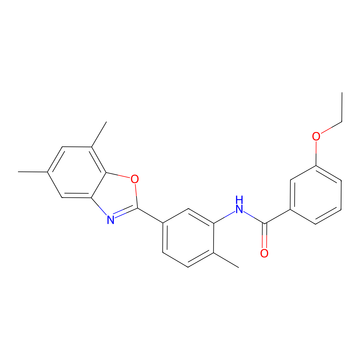 N-[5-(5,7-dimethyl-1,3-benzoxazol-2-yl)-2-methylphenyl]-3-ethoxybenzamide molecular structure, CAS 5748-32-3