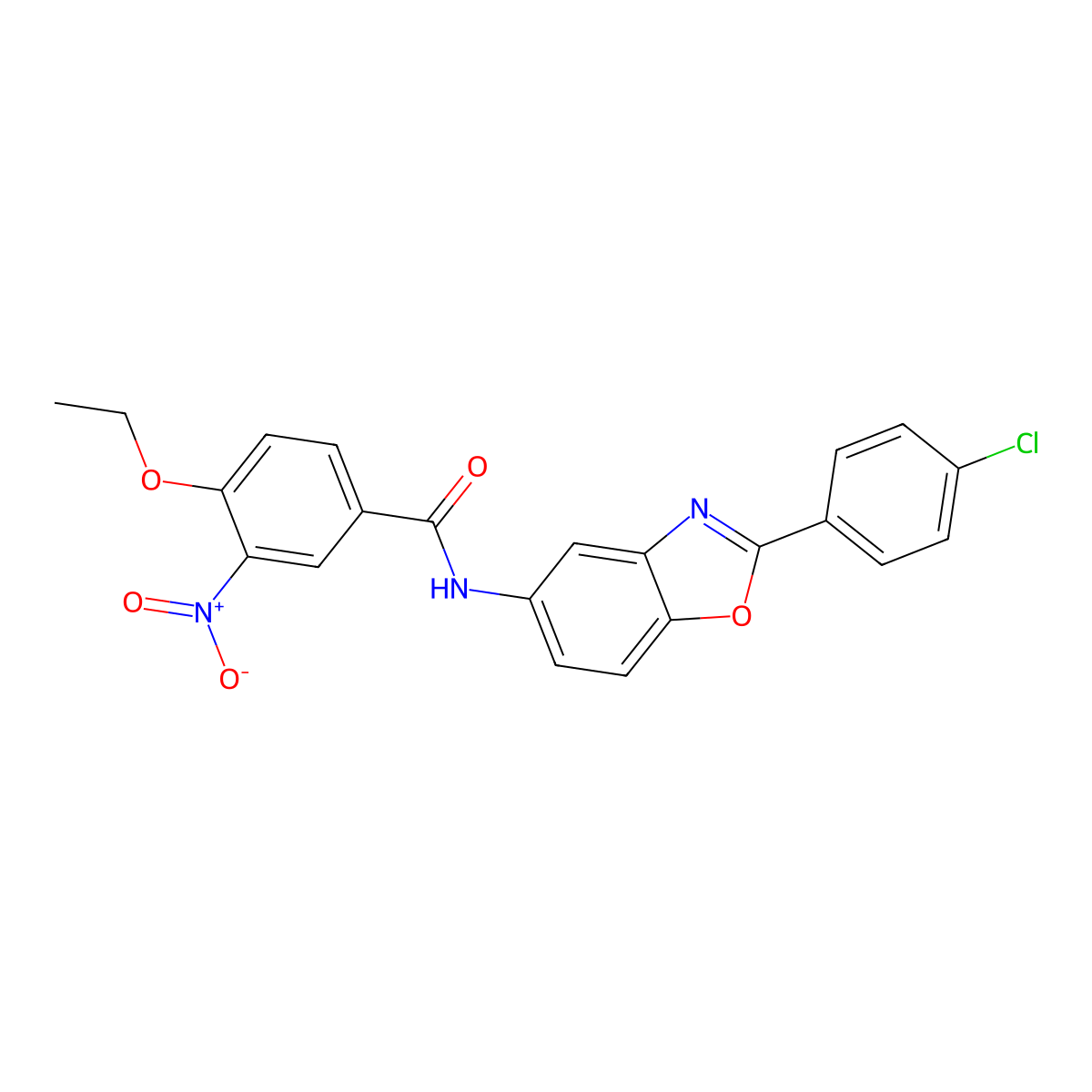 N-[2-(4-chlorophenyl)-1,3-benzoxazol-5-yl]-4-ethoxy-3-nitrobenzamide molecular structure, CAS 5748-63-0