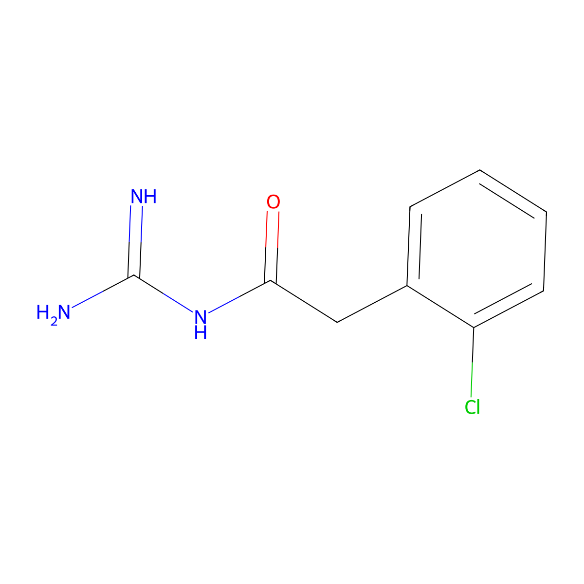 N-carbamimidoyl-2-(2-chlorophenyl)acetamide molecular structure, CAS 57486-36-9