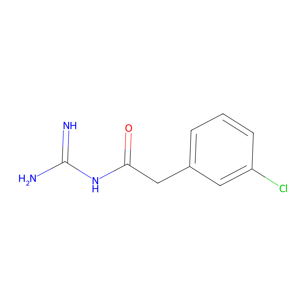 N-carbamimidoyl-2-(3-chlorophenyl)acetamide molecular structure, CAS 57486-37-0