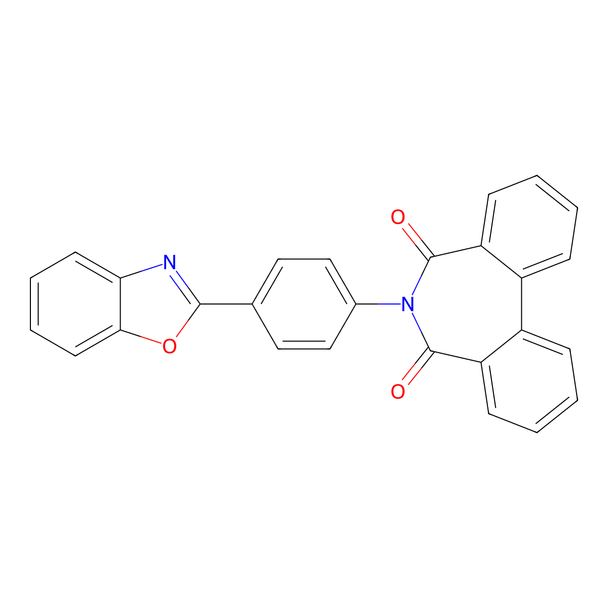 6-[4-(1,3-benzoxazol-2-yl)phenyl]-5H-dibenzo[c,e]azepine-5,7(6H)-dione molecular structure, CAS 5749-40-6