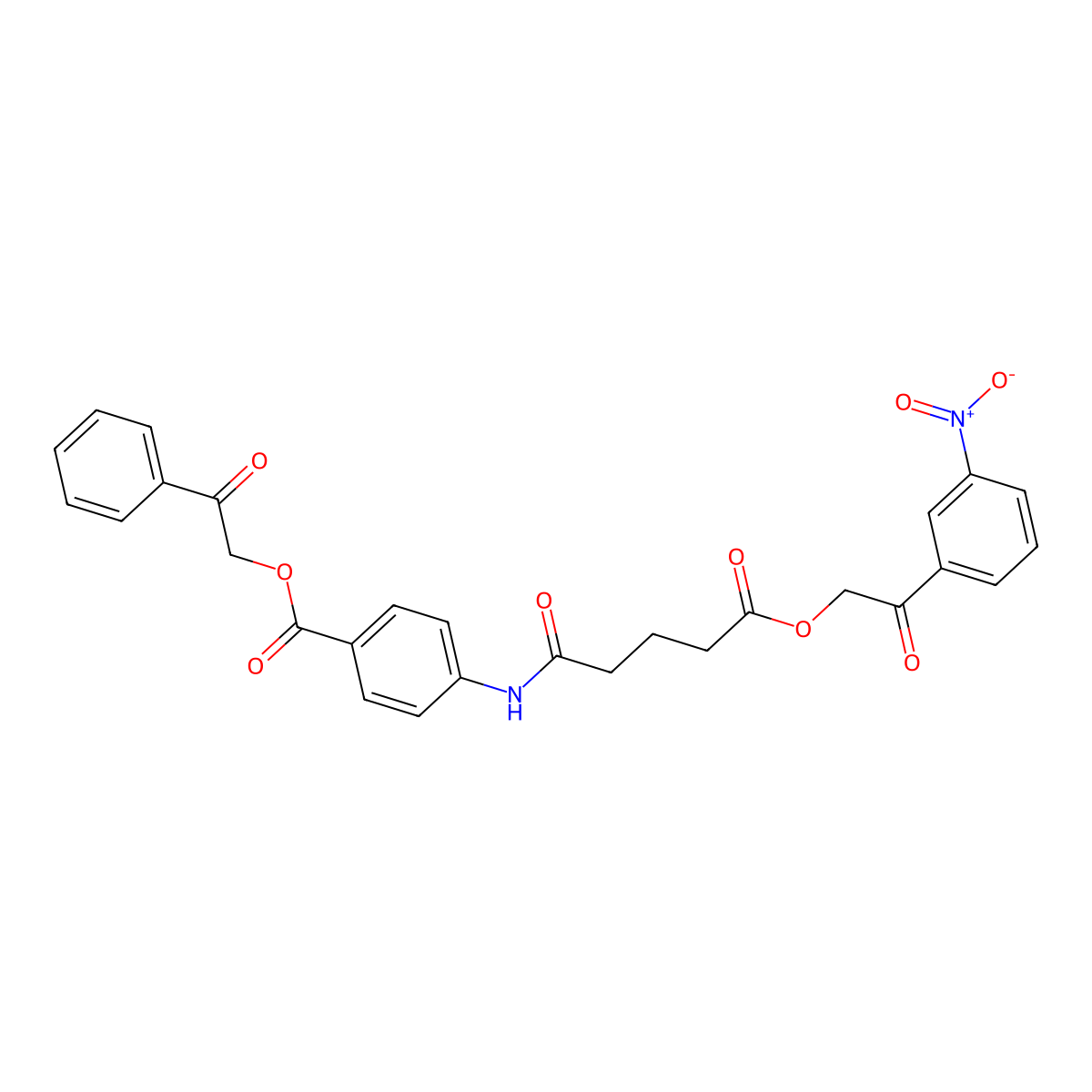 2-Oxo-2-phenylethyl 4-({5-[2-(3-nitrophenyl)-2-oxoethoxy]-5-oxopentanoyl}amino)benzoate molecular structure, CAS 5749-56-4