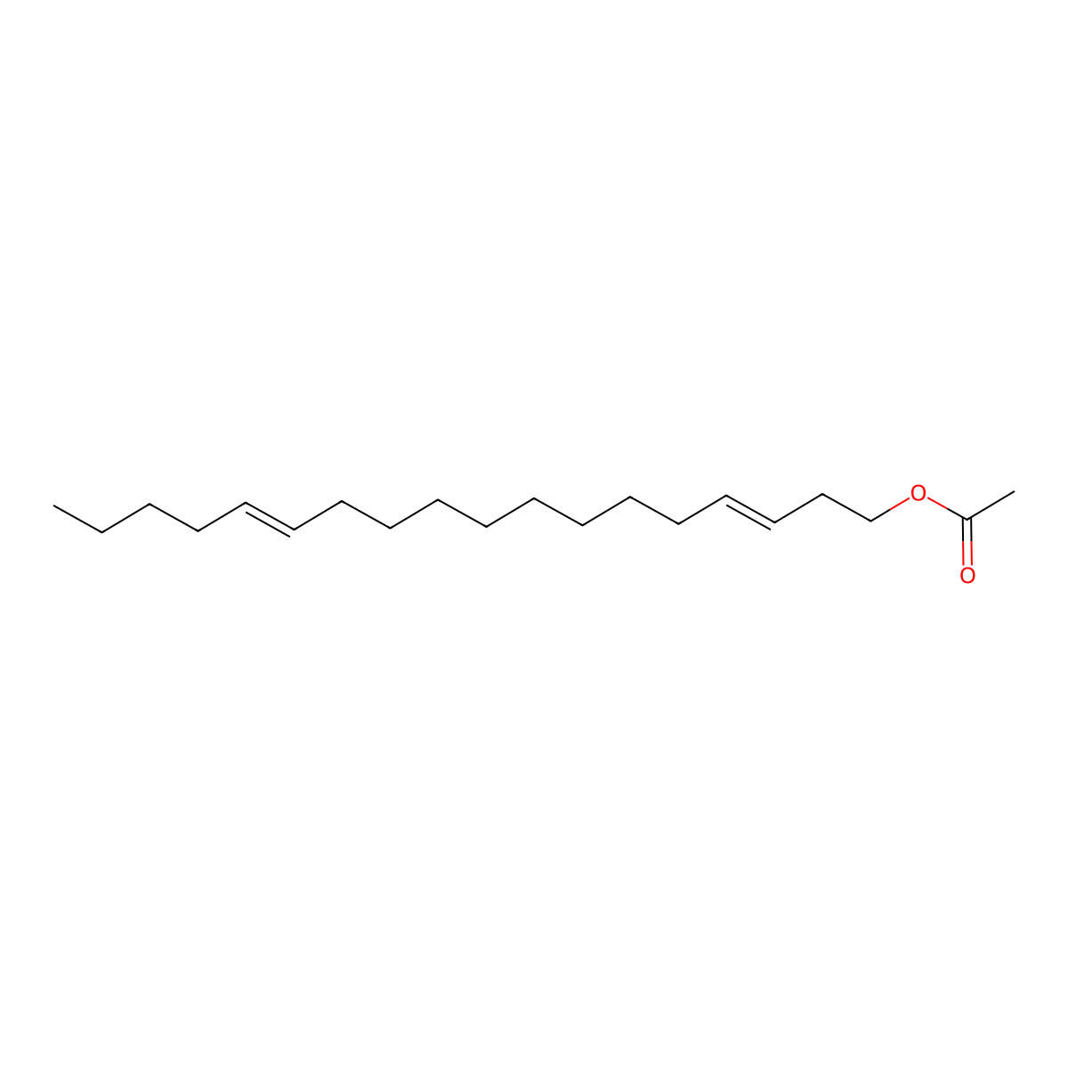 3,13-Octadecadien-1-ol, 1-acetate, (3E,13E)- molecular structure, CAS 57491-34-6