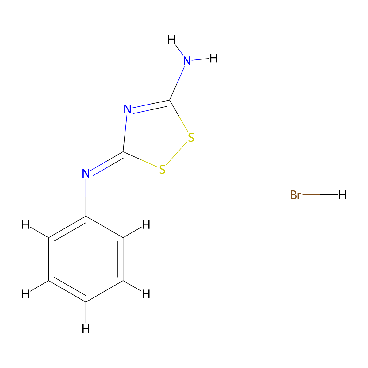 5-Phenylimino-1,2,4-dithiazol-3-amine;hydrobromide molecular structure, CAS 57494-91-4