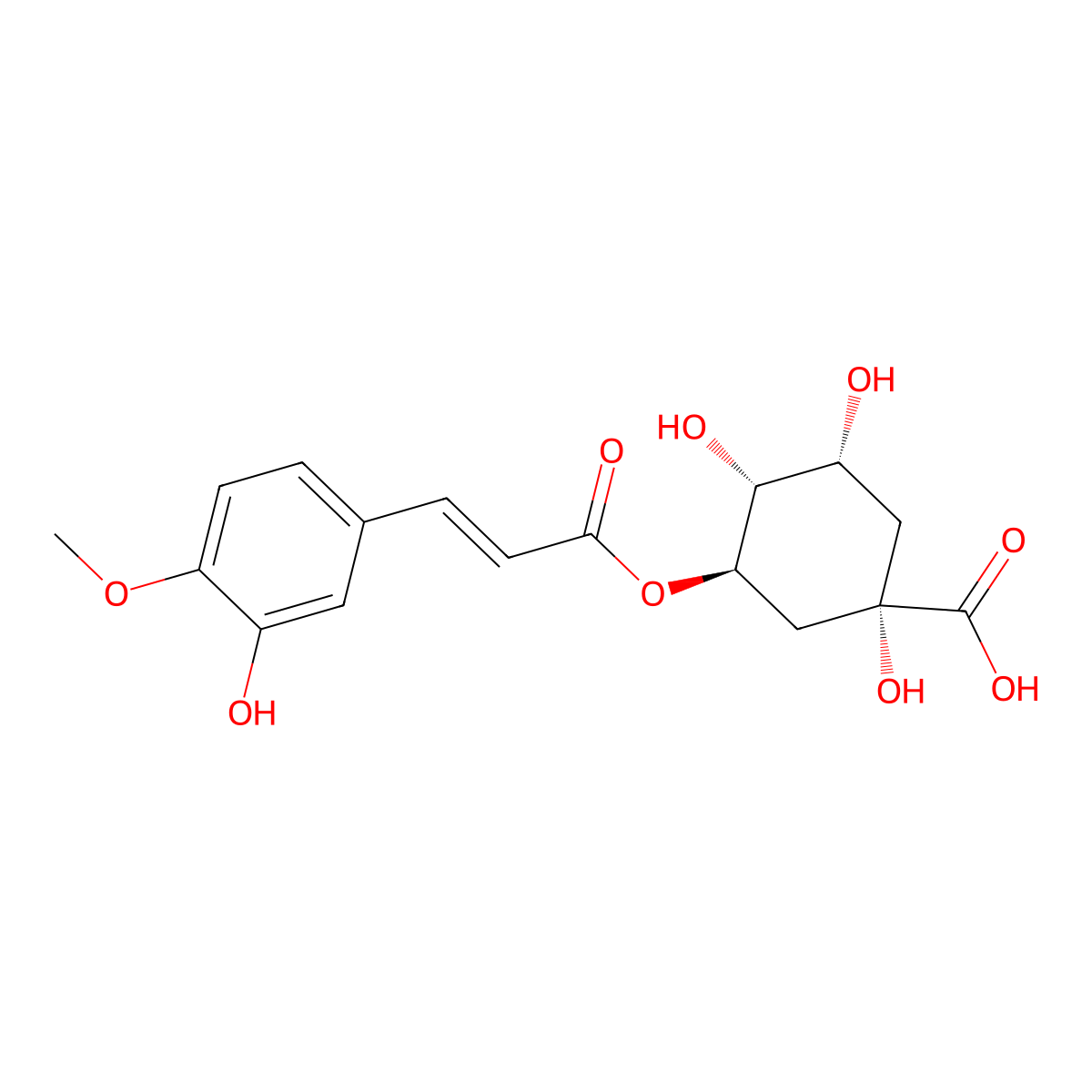 (1S,3R,4R,5R)-1,3,4-Trihydroxy-5-(((E)-3-(3-hydroxy-4-methoxyphenyl)acryloyl)oxy)cyclohexanecarboxylic acid molecular structure, CAS 57496-29-4