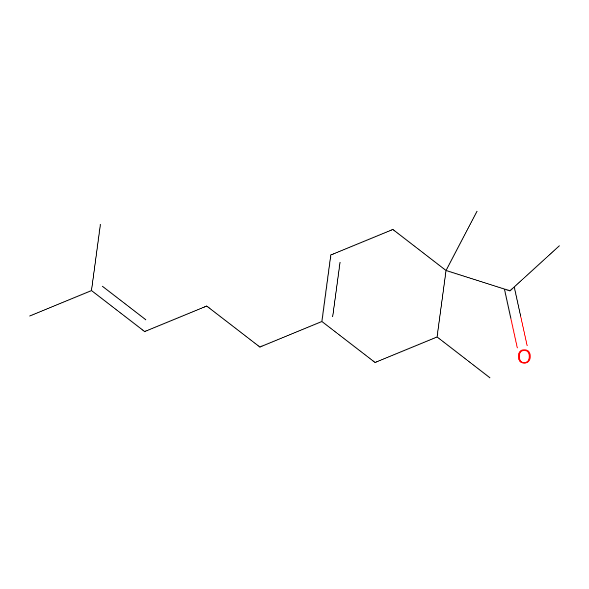1-[1,6-Dimethyl-4-(4-methyl-3-penten-1-yl)-3-cyclohexen-1-yl]ethanone molecular structure, CAS 57499-57-7