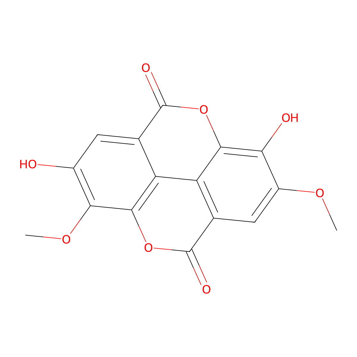 2,8-Dihydroxy-3,7-dimethoxy(1)benzopyrano(5,4,3-cde)(1)benzopyran-5,10-dione molecular structure, CAS 57499-59-9