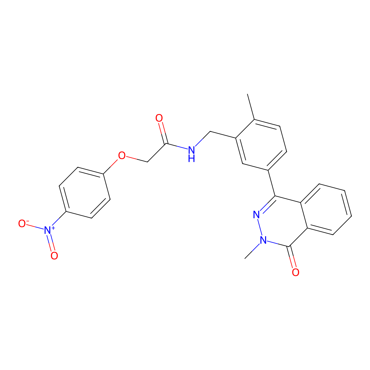 N-(2-methyl-5-(3-methyl-4-oxo-3,4-dihydrophthalazin-1-yl)benzyl)-2-(4-nitrophenoxy)acetamide molecular structure, CAS 5750-06-1