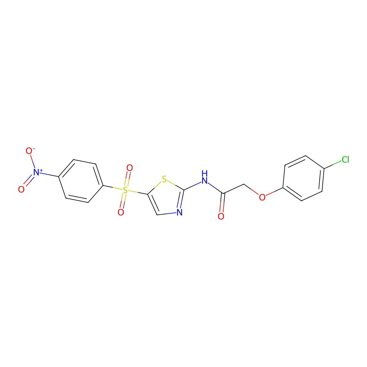 2-(4-Chlorophenoxy)-N-[5-(4-nitrobenzene-1-sulfonyl)-1,3-thiazol-2-yl]acetamide molecular structure, CAS 5750-18-5