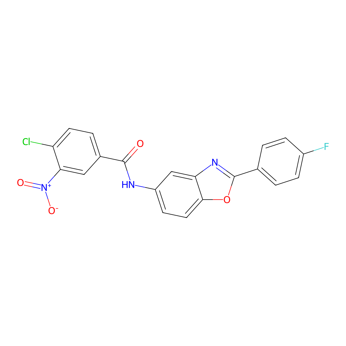 4-chloro-N-[2-(4-fluorophenyl)-1,3-benzoxazol-5-yl]-3-nitrobenzamide molecular structure, CAS 5750-71-0
