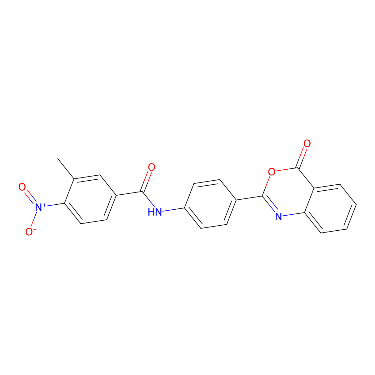 3-Methyl-4-nitro-N-[4-(4-oxo-4H-3,1-benzoxazin-2-yl)phenyl]benzamide molecular structure, CAS 5750-85-6