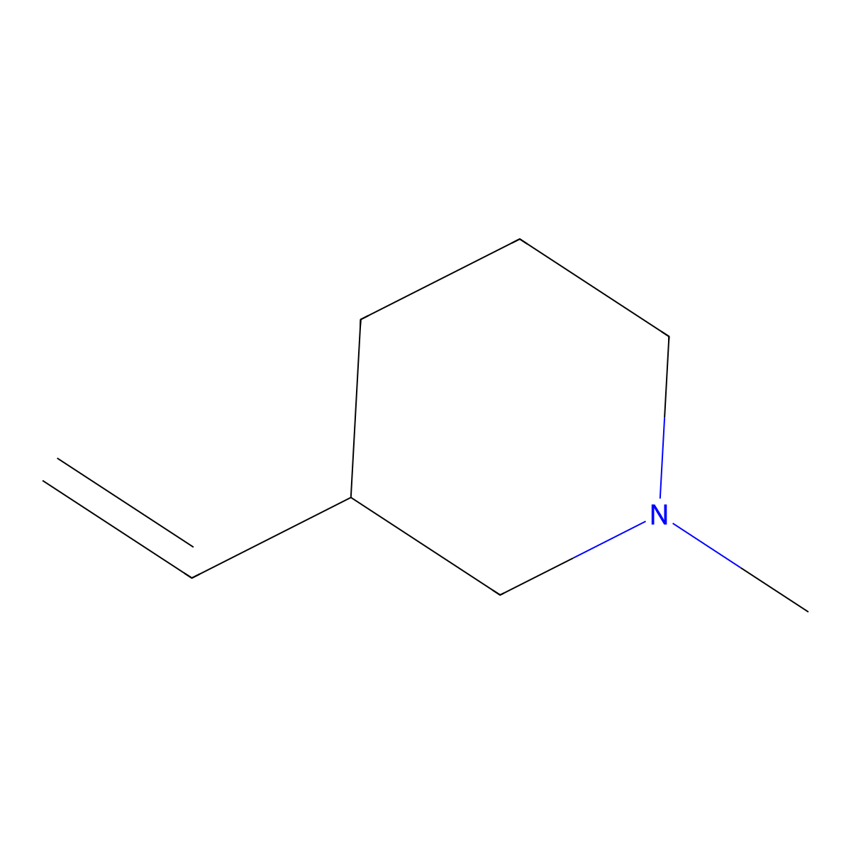 3-Ethenyl-1-methylpiperidine molecular structure, CAS 57502-64-4