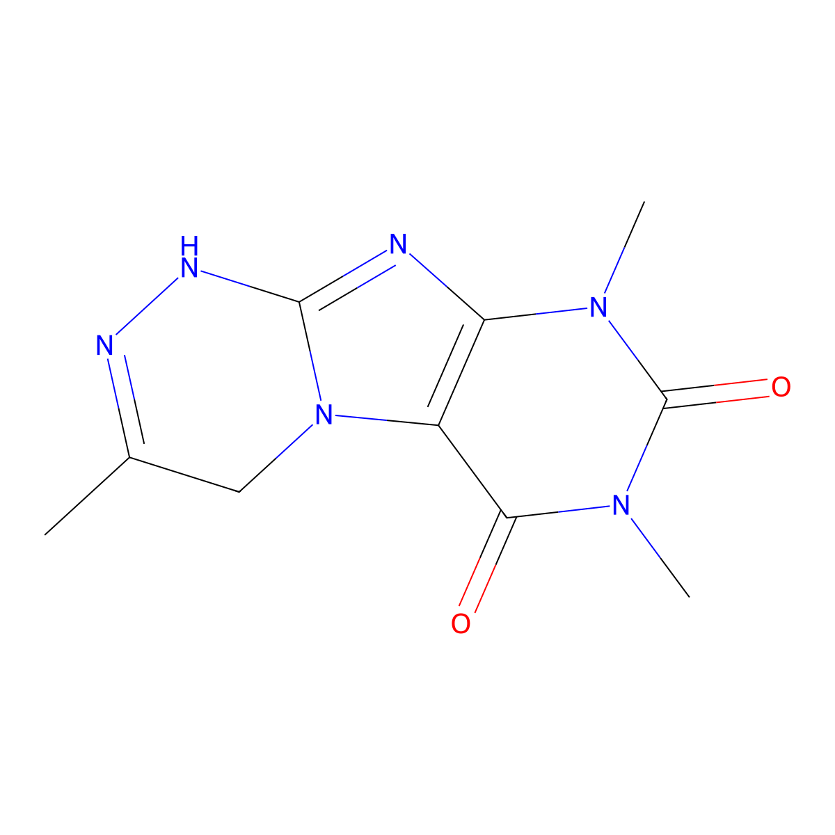 3,7,9-Trimethyl-1,4-dihydropurino[8,7-c][1,2,4]triazine-6,8-dione molecular structure, CAS 57509-02-1