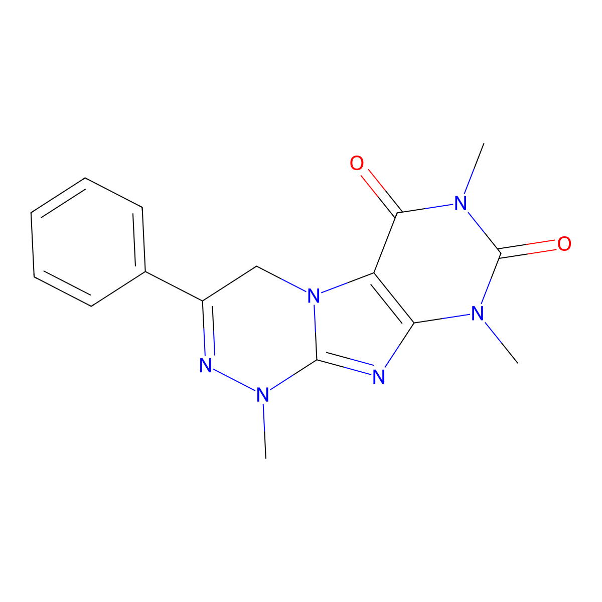 1,7,9-trimethyl-3-phenyl-7,9-dihydro-[1,2,4]triazino[3,4-f]purine-6,8(1H,4H)-dione molecular structure, CAS 57509-06-5