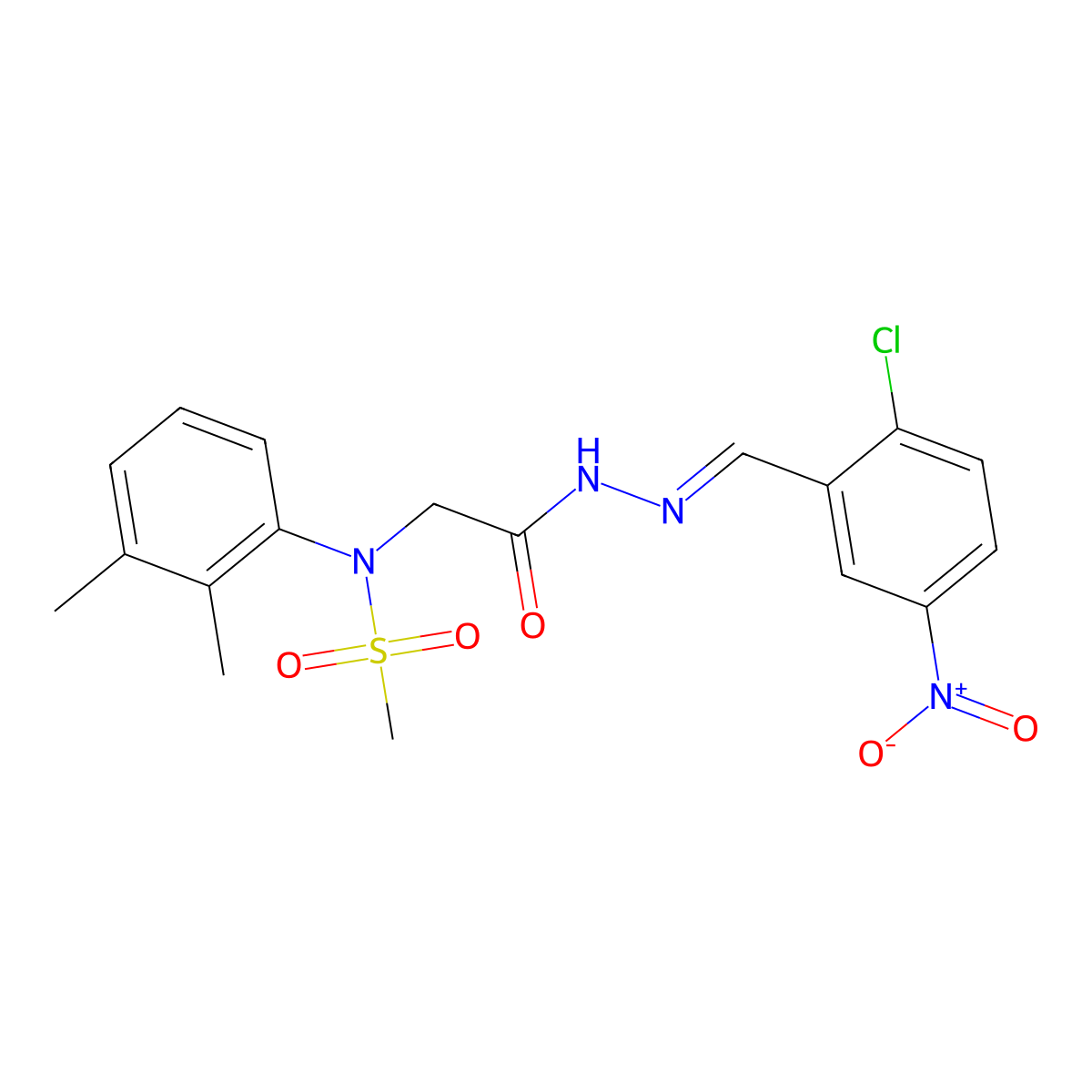 N-[(2-chloro-5-nitrophenyl)methylideneamino]-2-(2,3-dimethyl-N-methylsulfonylanilino)acetamide molecular structure, CAS 5751-05-3