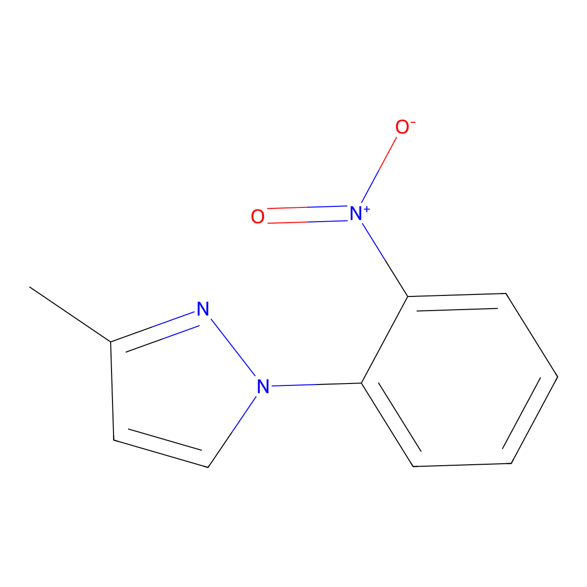 3-methyl-1-(2-nitrophenyl)-1H-pyrazole molecular structure, CAS 57510-92-6