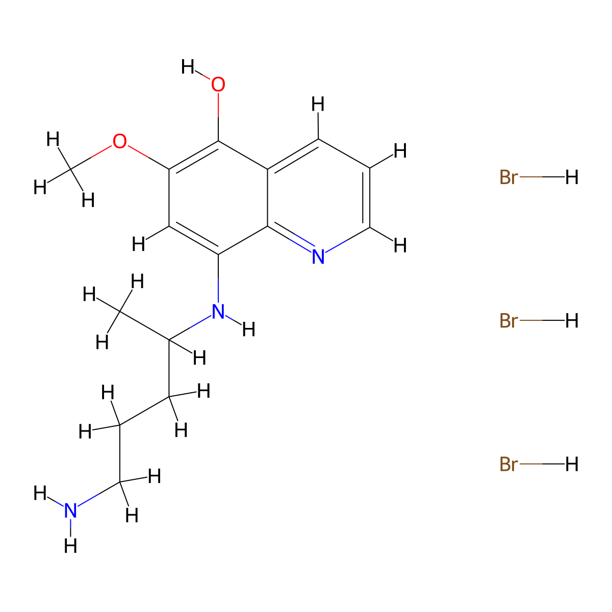 8-((5-Aminopentan-2-yl)amino)-6-methoxyquinolin-5-ol trihydrobromide molecular structure, CAS 57514-28-0