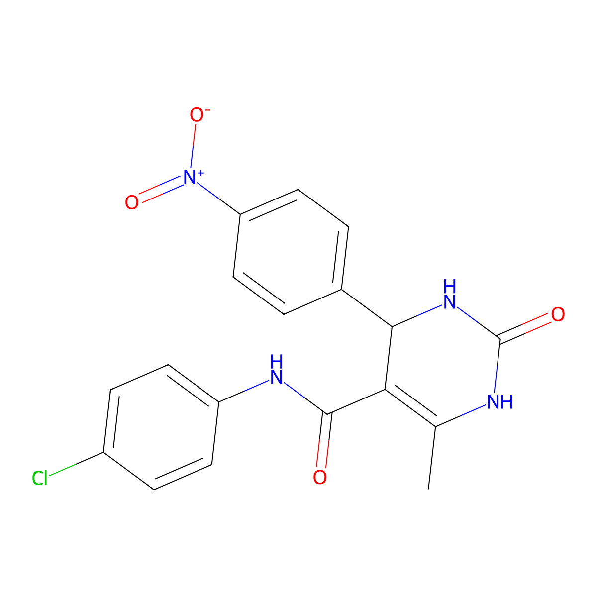 N-(4-chlorophenyl)-6-methyl-4-(4-nitrophenyl)-2-oxo-1,2,3,4-tetrahydropyrimidine-5-carboxamide molecular structure, CAS 5752-80-7