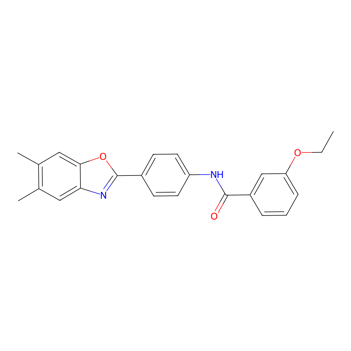 N-[4-(5,6-dimethyl-1,3-benzoxazol-2-yl)phenyl]-3-ethoxybenzamide molecular structure, CAS 5752-94-3