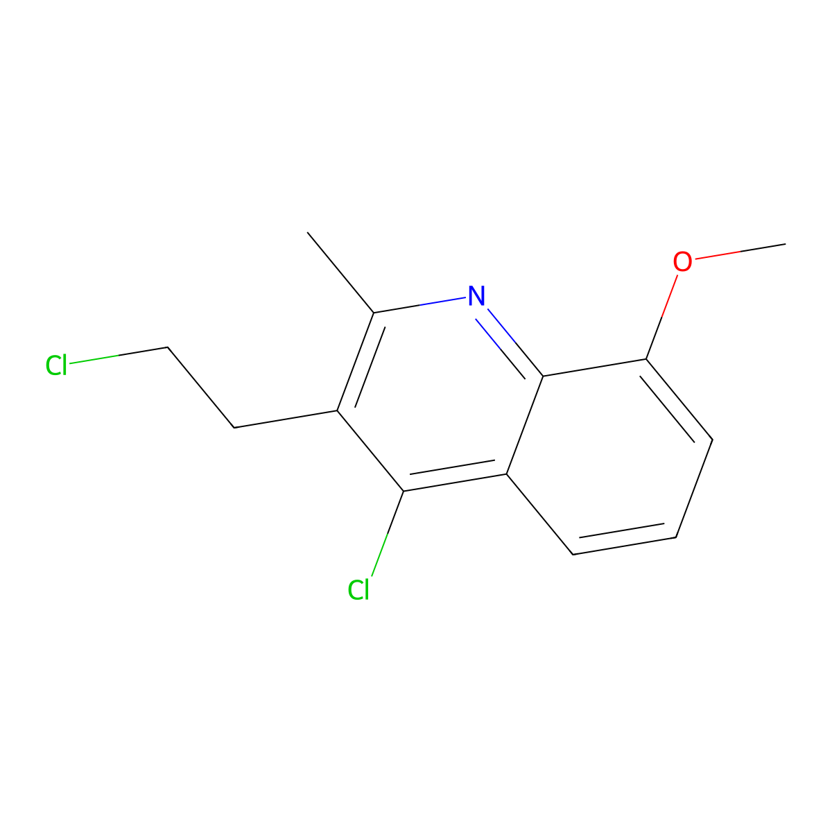 4-Chloro-3-(2-chloroethyl)-8-methoxy-2-methylquinoline molecular structure, CAS 57521-19-4