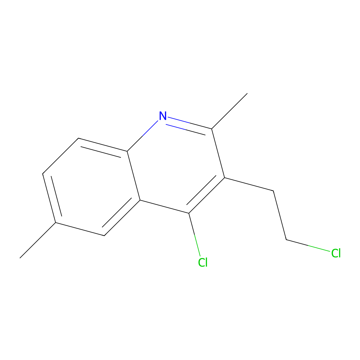 4-Chloro-3-(2-chloroethyl)-2,6-dimethylquinoline molecular structure, CAS 57521-20-7