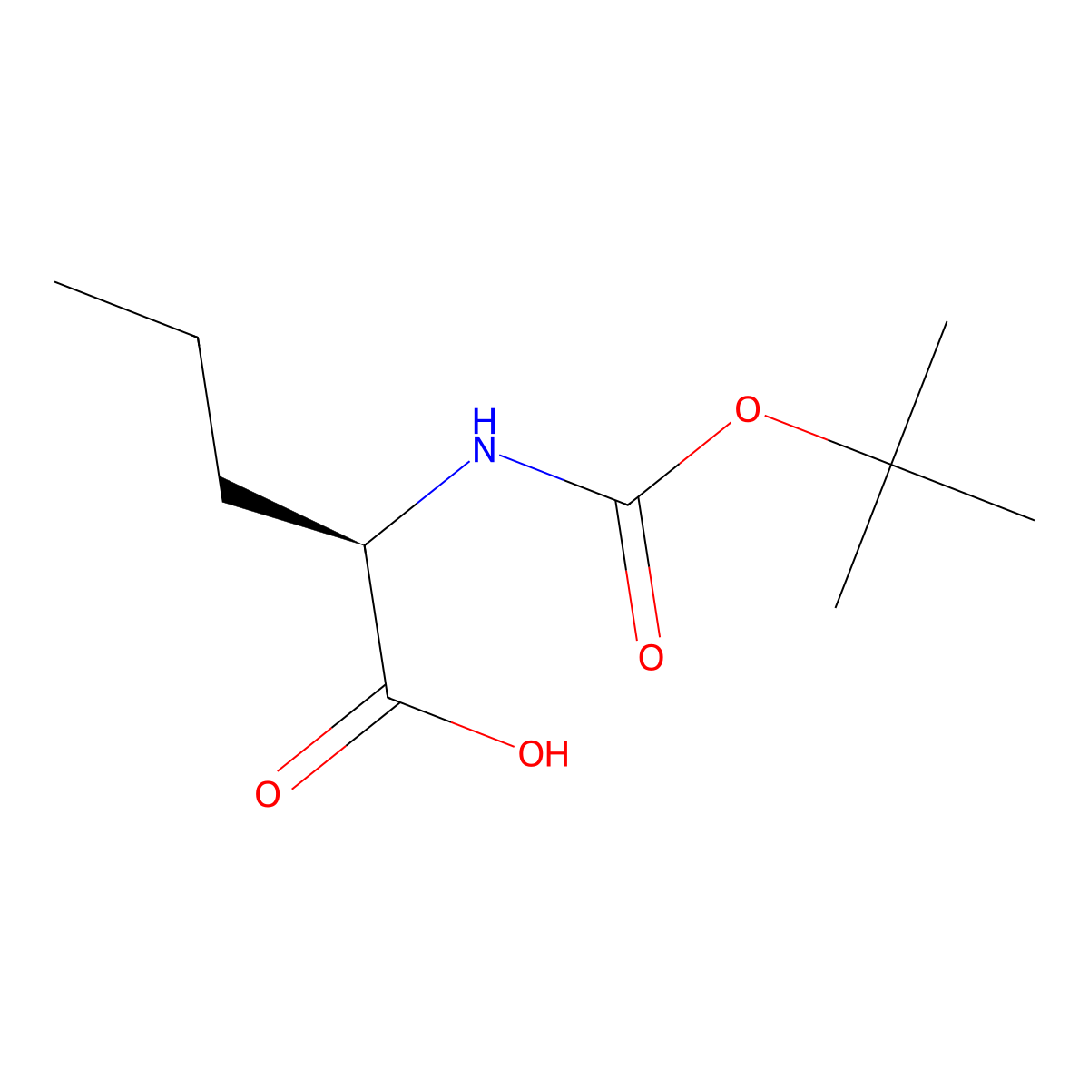(2R)-2-(((tert-butoxy)carbonyl)amino)pentanoic acid molecular structure, CAS 57521-85-4