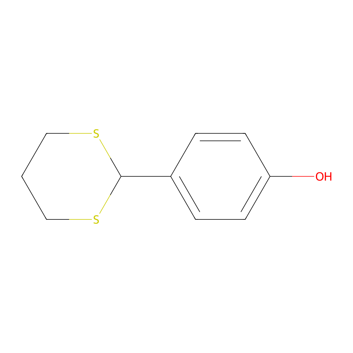 4-(1,3-Dithian-2-yl)phenol molecular structure, CAS 57529-05-2