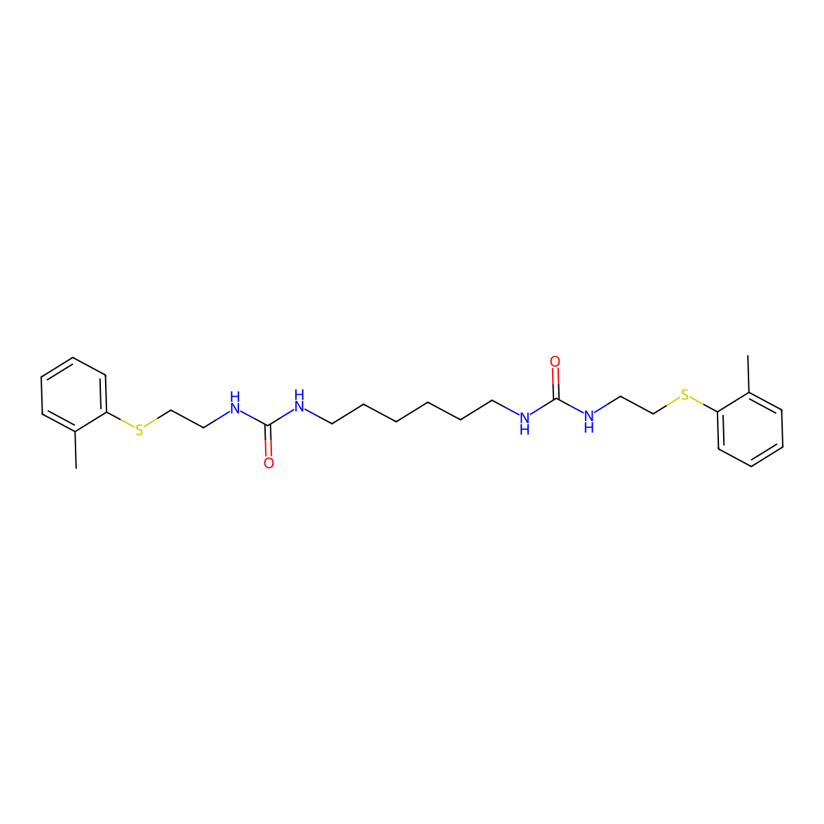 1,1'-Hexane-1,6-diylbis(3-{2-[(2-methylphenyl)sulfanyl]ethyl}urea) molecular structure, CAS 5754-13-2