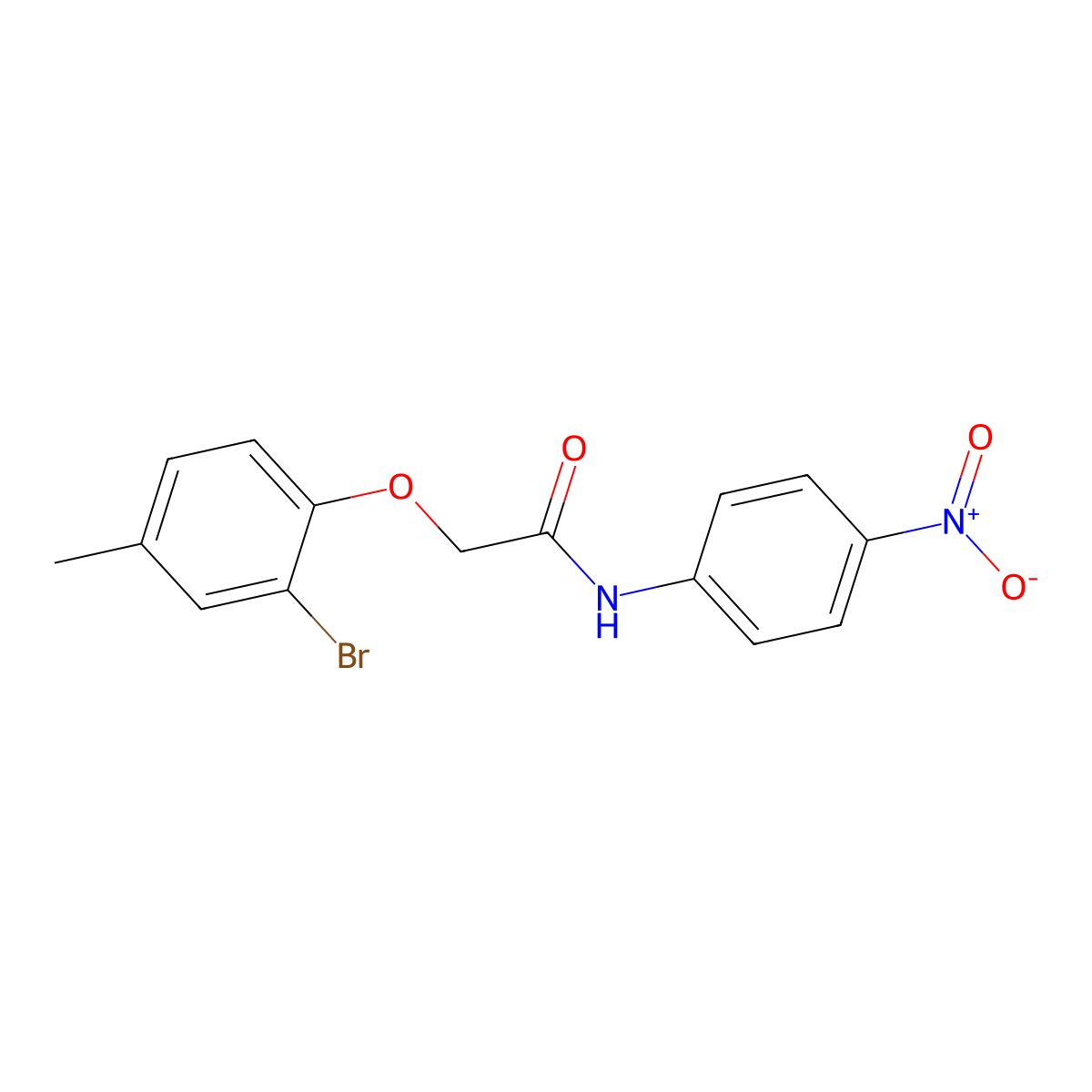 2-(2-bromo-4-methylphenoxy)-N-(4-nitrophenyl)acetamide molecular structure, CAS 5754-71-2
