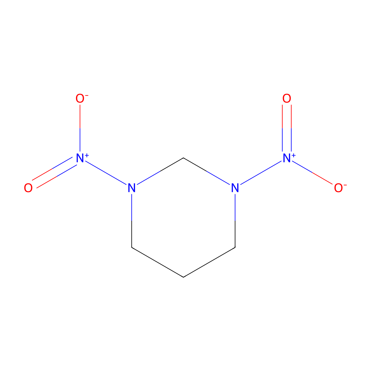 1,3-Dinitro-1,3-diazacyclohexane molecular structure, CAS 5754-89-2