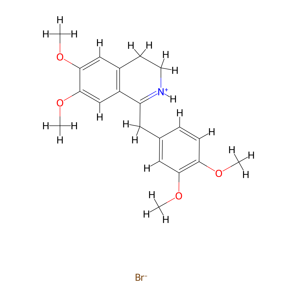 1-((3,4-Dimethoxyphenyl)methyl)-6,7-dimethoxy-3,4-dihydroisoquinoline--hydrogen bromide (1/1) molecular structure, CAS 57543-00-7