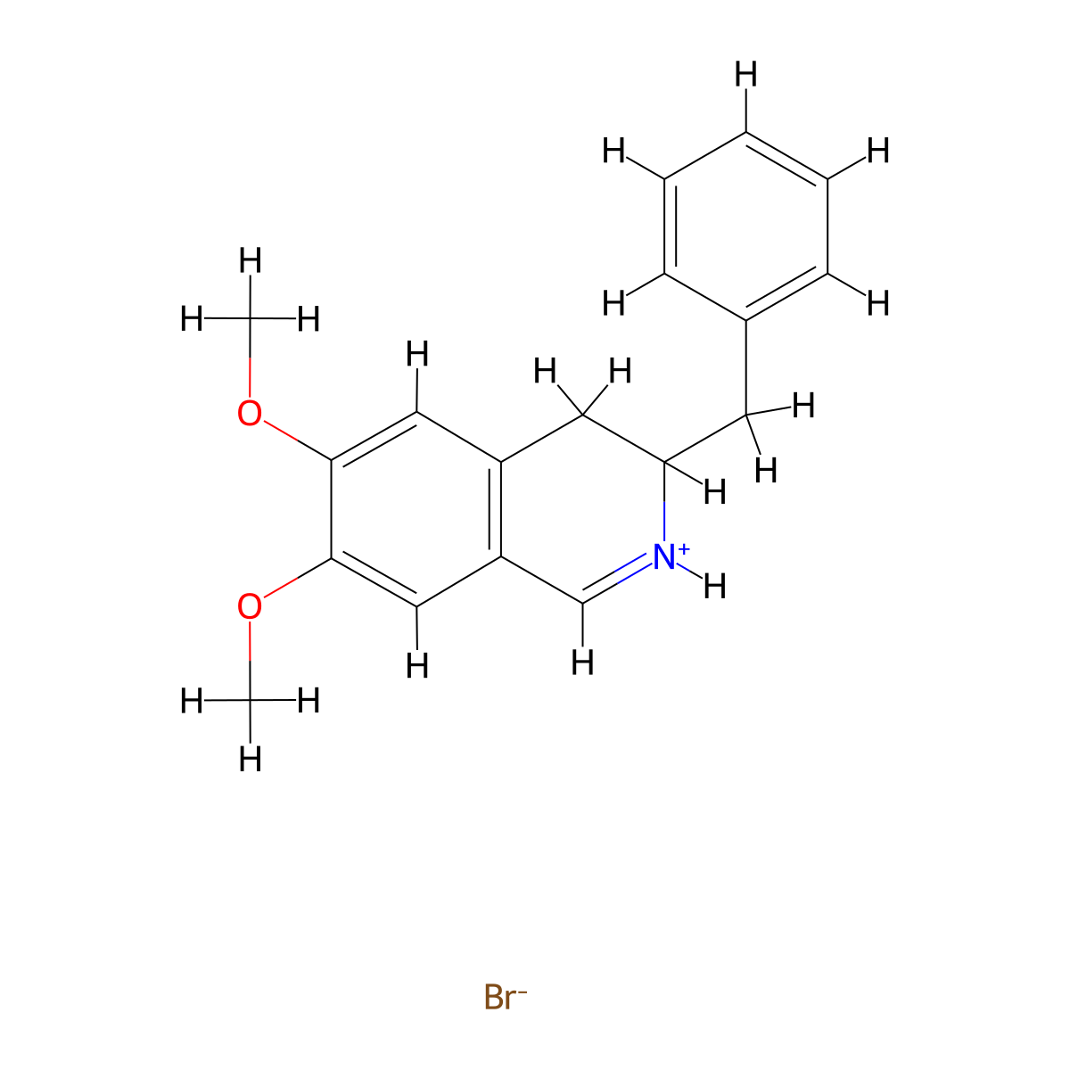 3-Benzyl-6,7-dimethoxy-3,4-dihydroisoquinoline--hydrogen bromide (1/1) molecular structure, CAS 57543-06-3