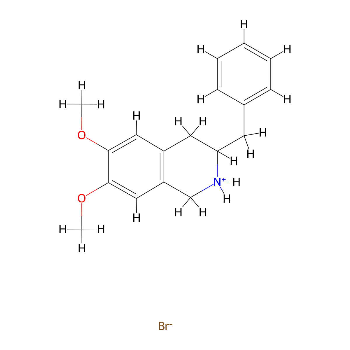 3-Benzyl-6,7-dimethoxy-1,2,3,4-tetrahydroisoquinoline--hydrogen bromide (1/1) molecular structure, CAS 57543-08-5
