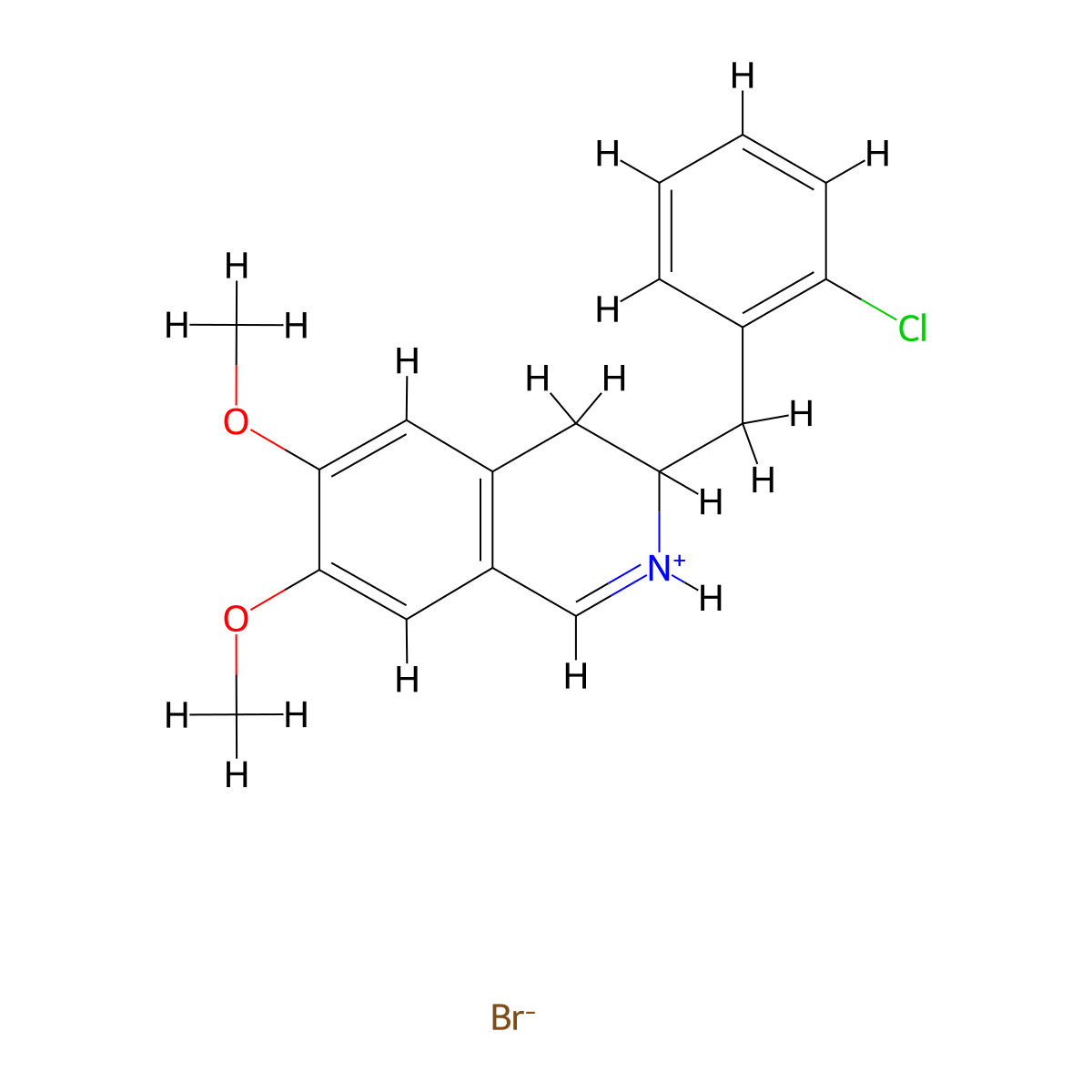 Isoquinoline, 3,4-dihydro-3-(o-chlorobenzyl)-6,7-dimethoxy-, hydrobromide molecular structure, CAS 57543-14-3