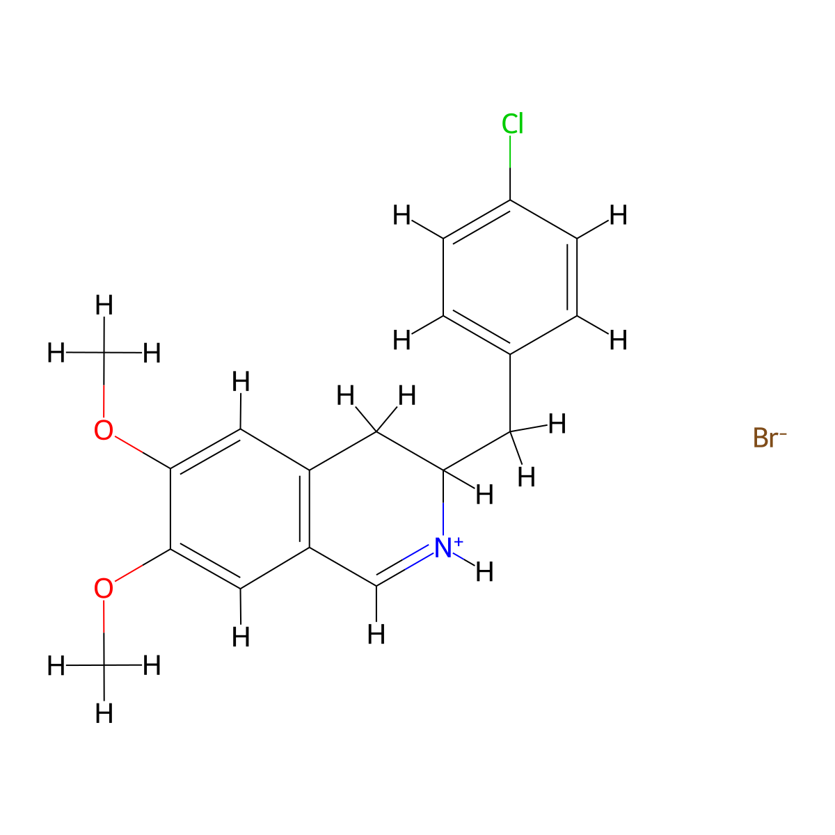 Isoquinoline, 3,4-dihydro-3-(p-chlorobenzyl)-6,7-dimethoxy-, hydrobromide molecular structure, CAS 57543-22-3