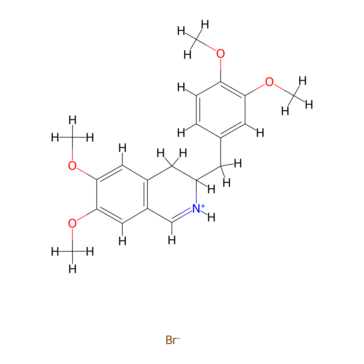Isoquinoline, 3,4-dihydro-6,7-dimethoxy-3-(3,4-dimethoxybenzyl)-, hydrobromide molecular structure, CAS 57543-29-0