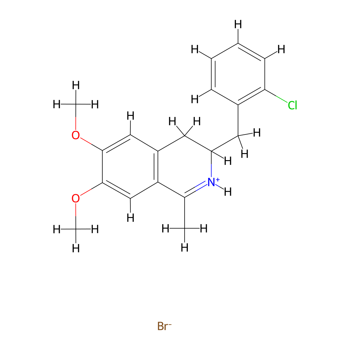 Isoquinoline, 3,4-dihydro-3-(o-chlorobenzyl)-6,7-dimethoxy-1-methyl-, hydrobromide molecular structure, CAS 57543-34-7