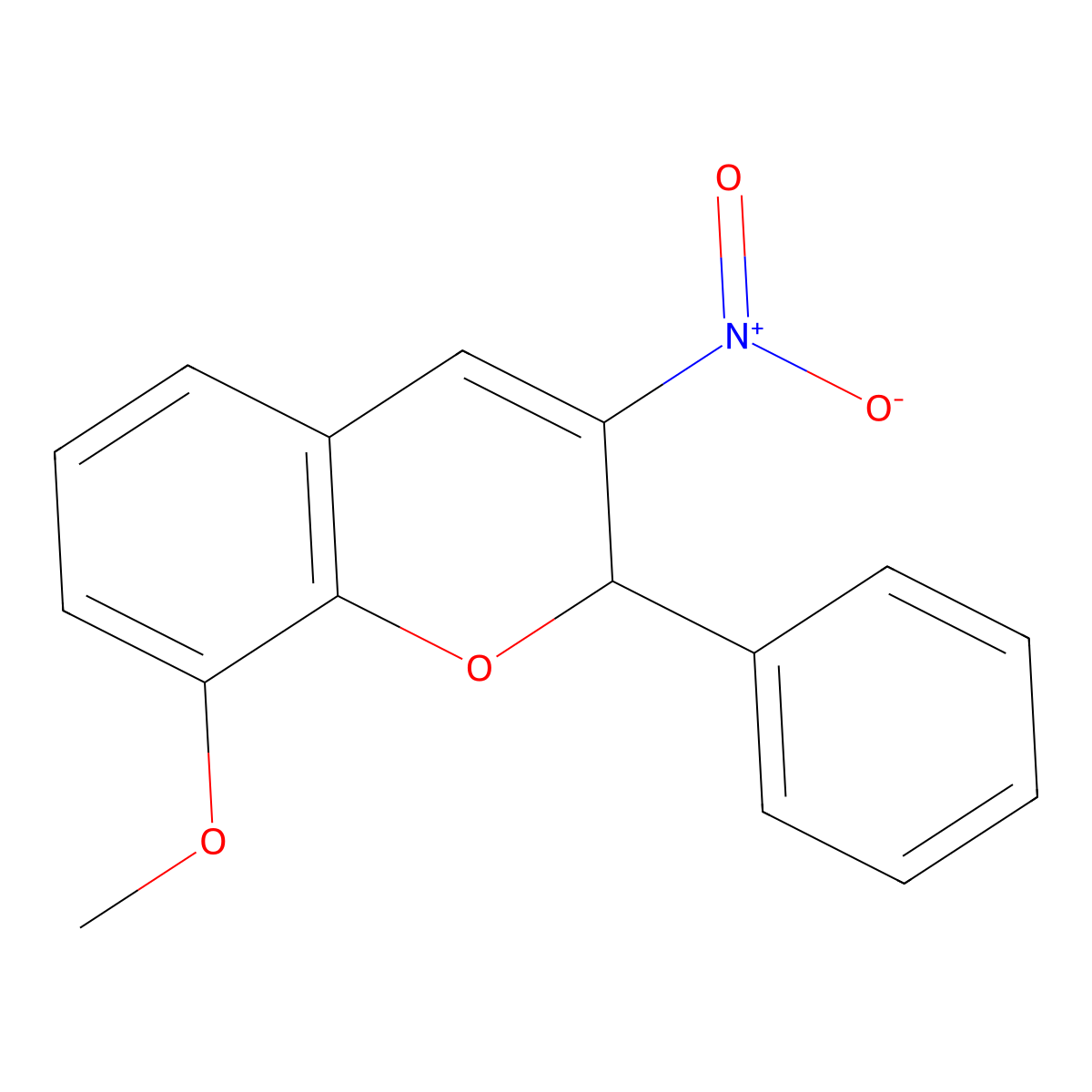 8-Methoxy-3-nitro-2-phenyl-2H-1-benzopyran molecular structure, CAS 57543-87-0