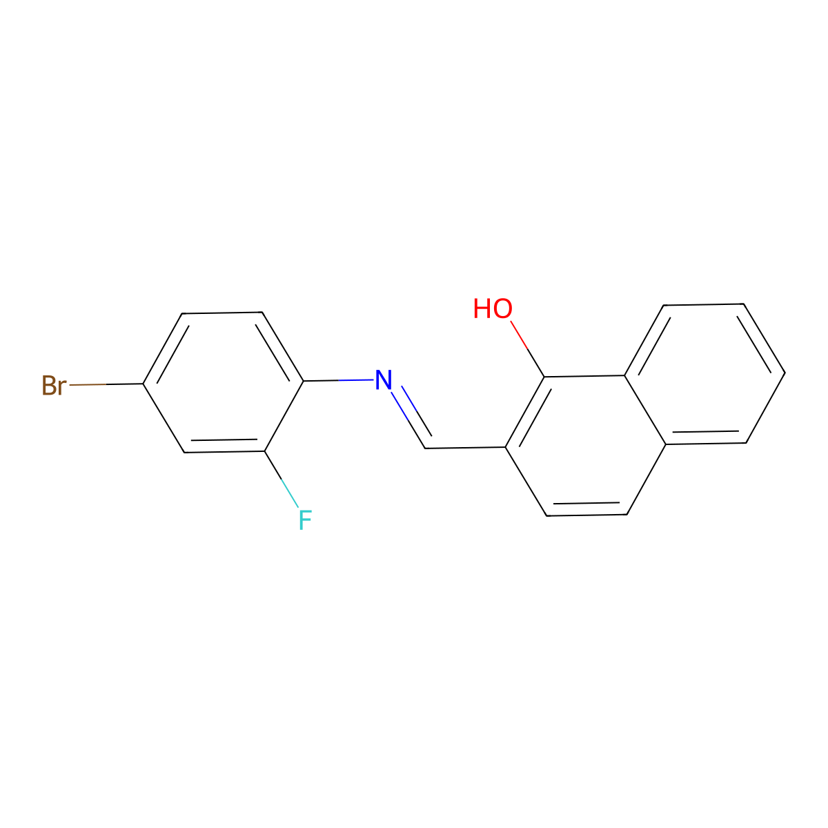 2-{(E)-[(4-bromo-2-fluorophenyl)imino]methyl}naphthalen-1-ol molecular structure, CAS 575447-05-1