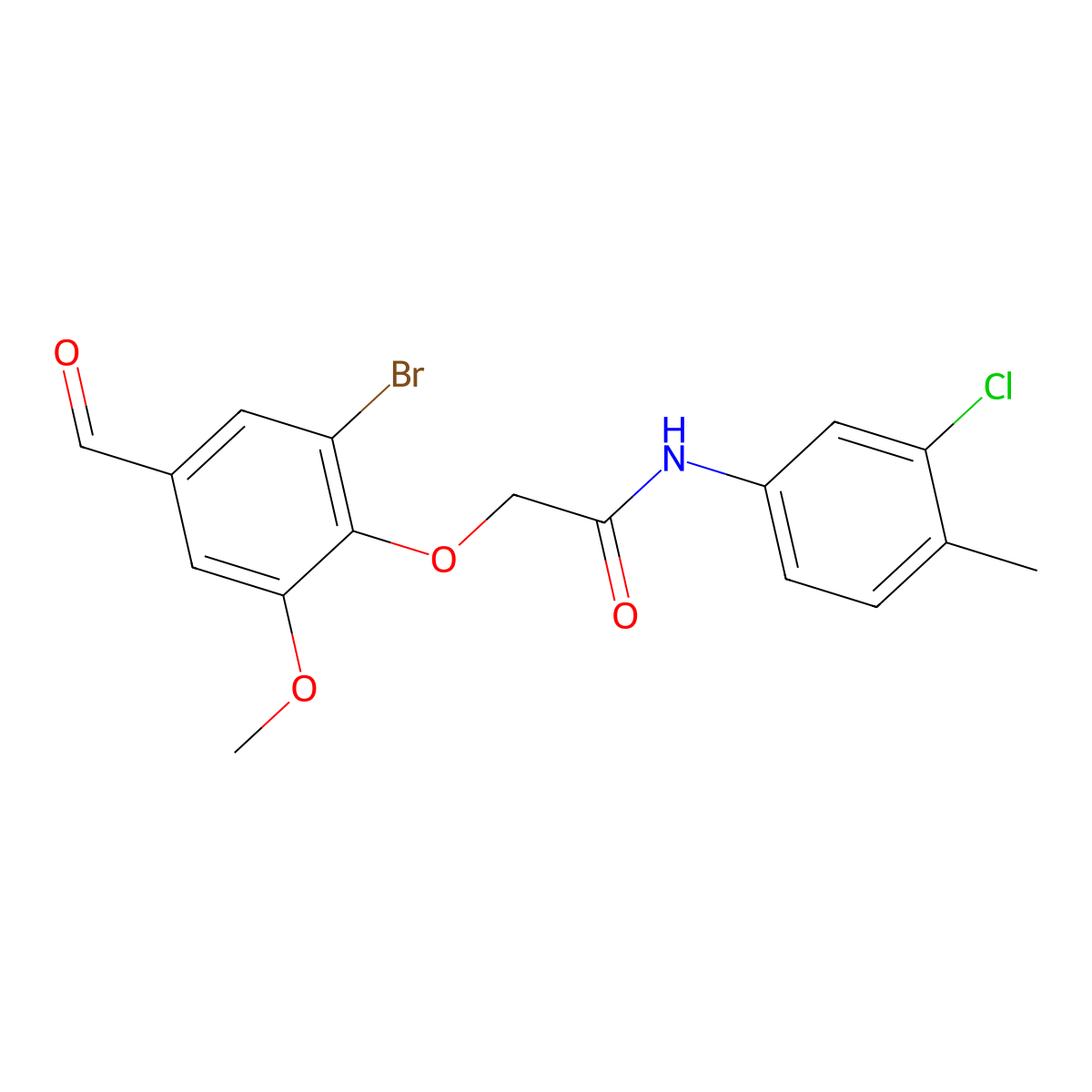 2-(2-bromo-4-formyl-6-methoxyphenoxy)-N-(3-chloro-4-methylphenyl)acetamide molecular structure, CAS 575448-48-5