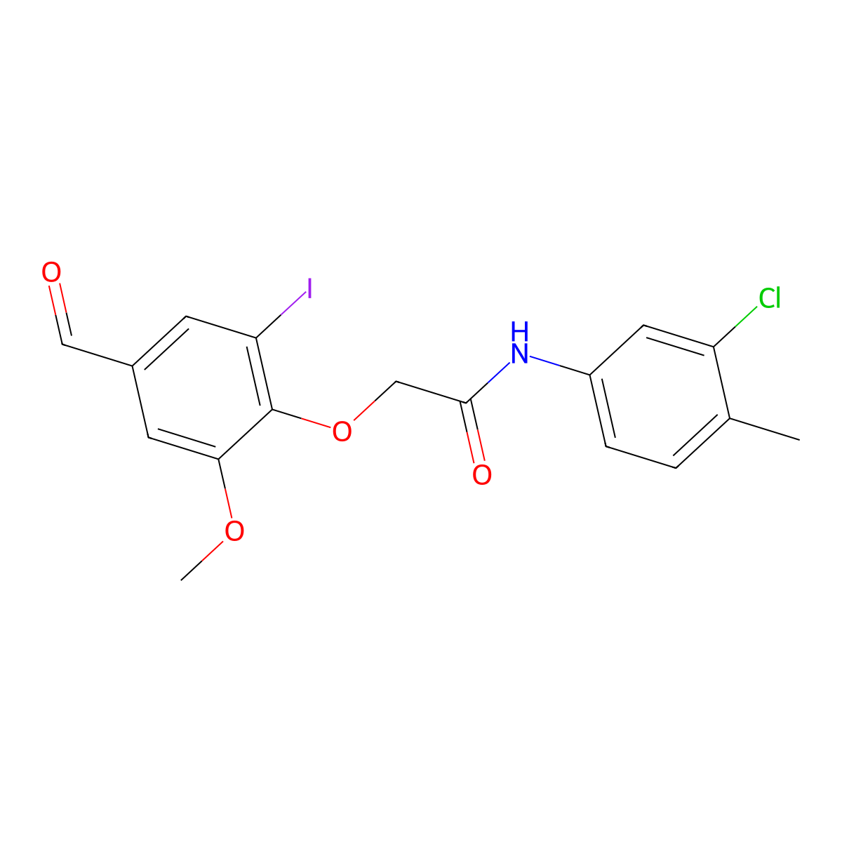 N-(3-chloro-4-methylphenyl)-2-(4-formyl-2-iodo-6-methoxyphenoxy)acetamide molecular structure, CAS 575449-88-6