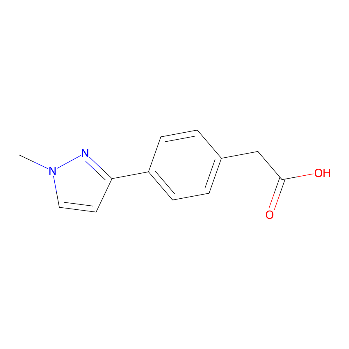 2-[4-(1-methyl-1H-pyrazol-3-yl)phenyl]acetic acid molecular structure, CAS 57545-03-6