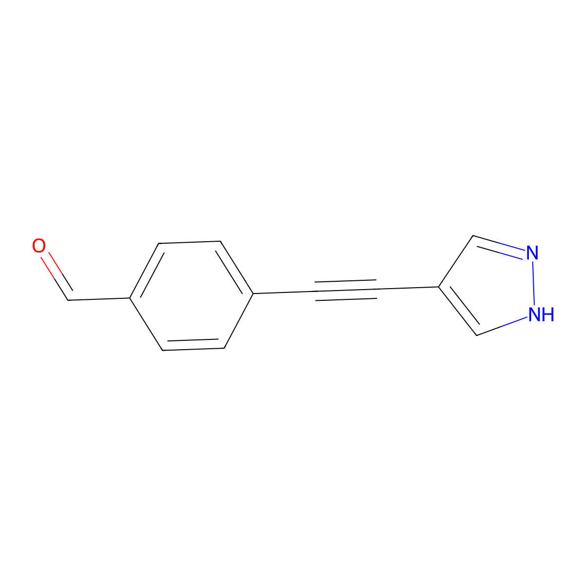 4-[2-(1H-pyrazol-4-yl)ethynyl]benzaldehyde molecular structure, CAS 575452-25-4