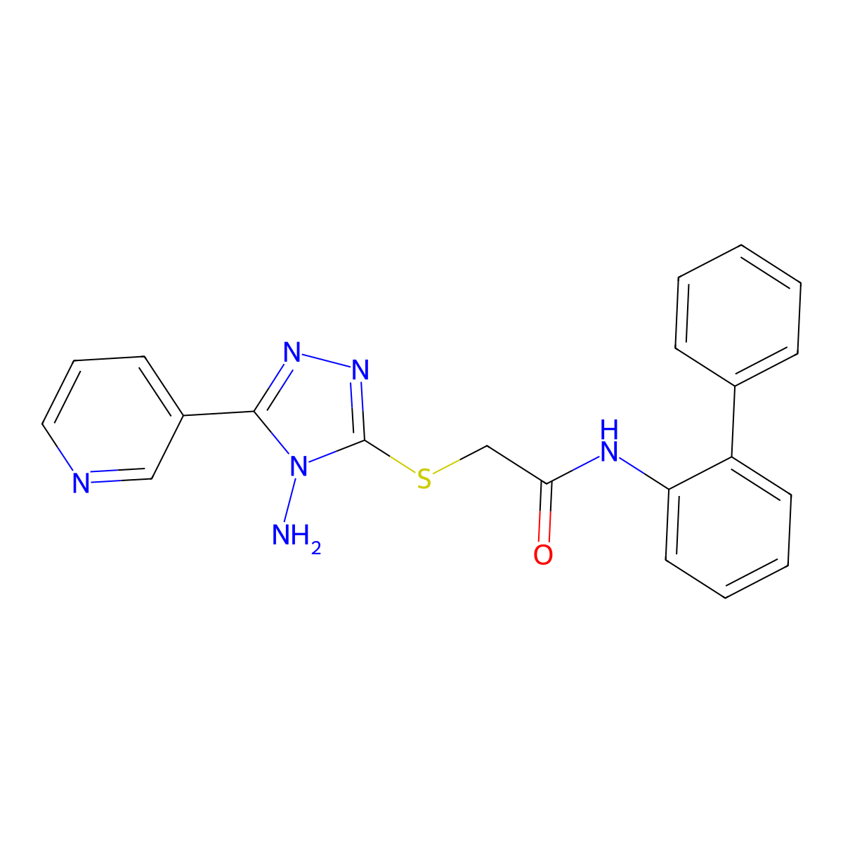 2-{[4-amino-5-(pyridin-3-yl)-4H-1,2,4-triazol-3-yl]sulfanyl}-N-(biphenyl-2-yl)acetamide molecular structure, CAS 575458-93-4